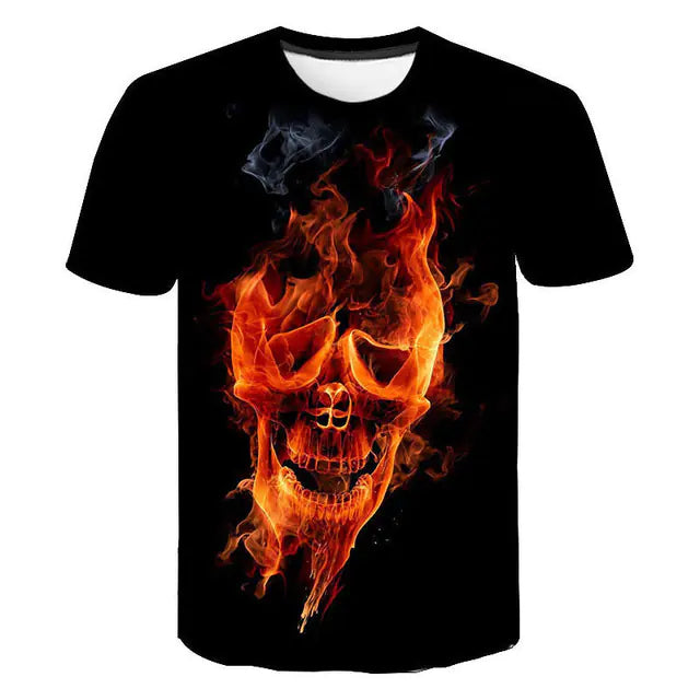 Funny Casual Skull Graphic T-Shirts for Men - Oversized