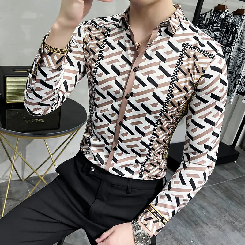 Men's Personalized Long-Sleeved Digital Print Shirts