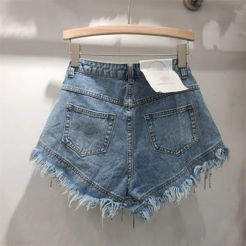 2023 Summer High-Waisted Ripped Denim Shorts for Women