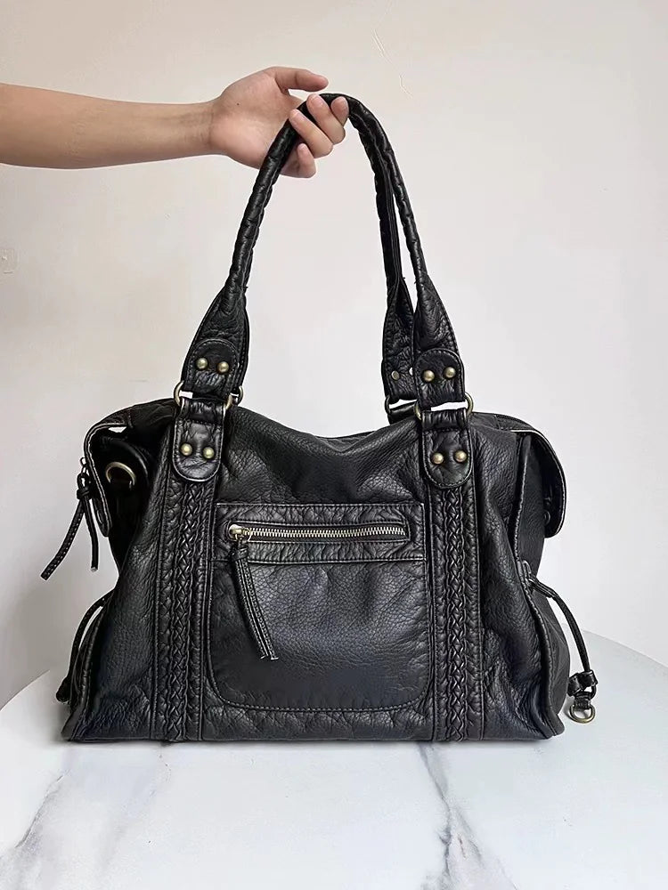 French Retro Biker Shoulder Bag