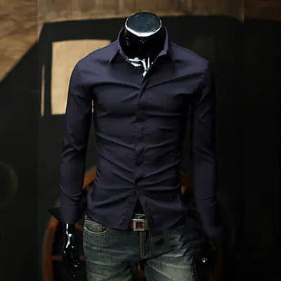 Men's Slim Fit Long Sleeve Dress Shirt (Wholesale)
