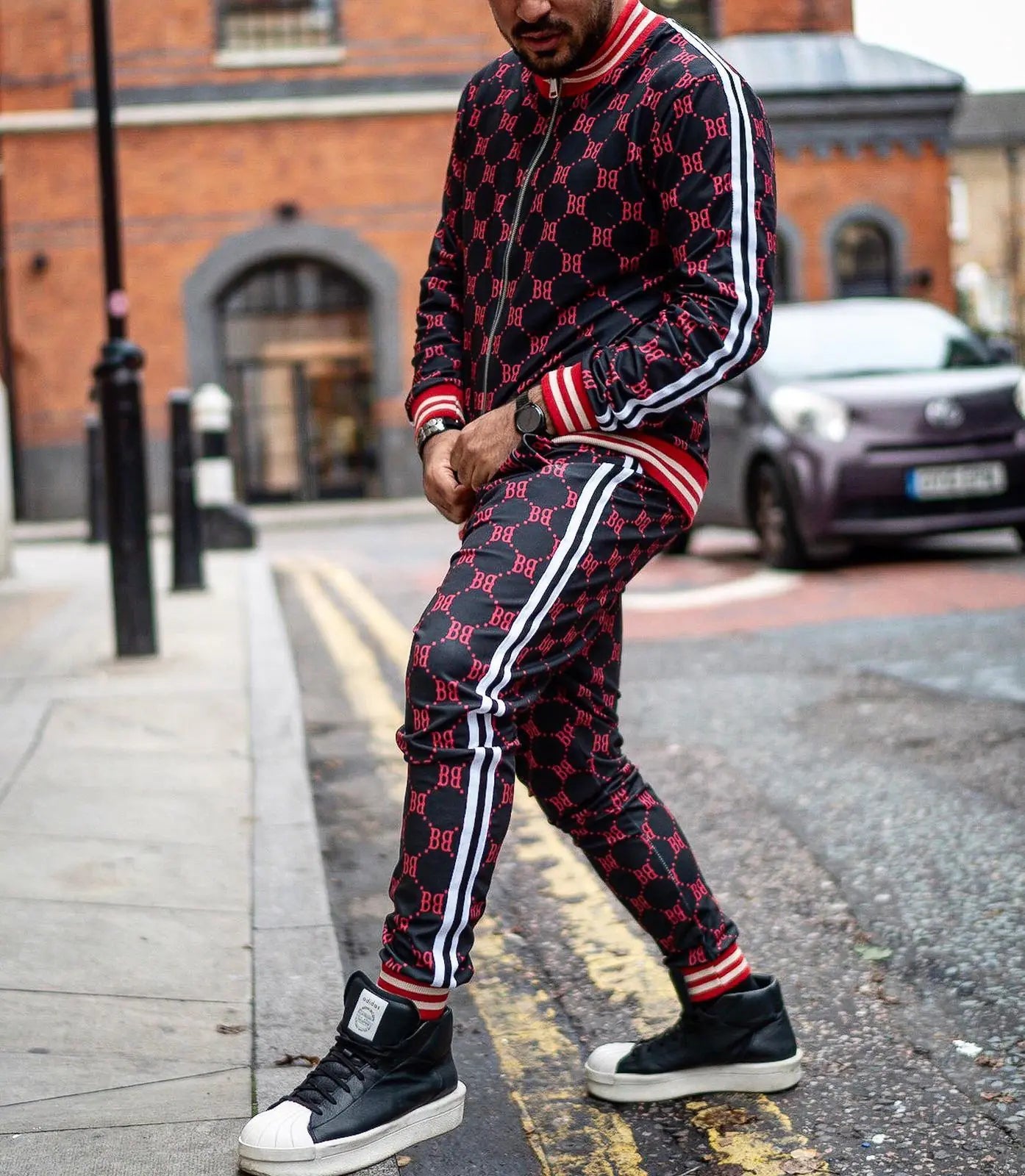 Men's Casual 3D Printed Fitness Hoodie and Tracksuit Set