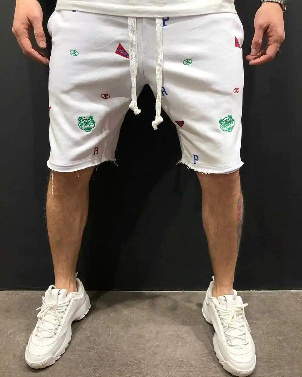 Embroidered Men's Beggar Pants Shorts