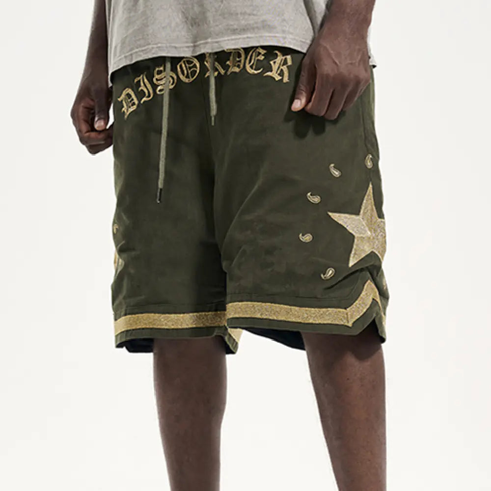 High Street Heavy Works Gold Embroidery Shorts