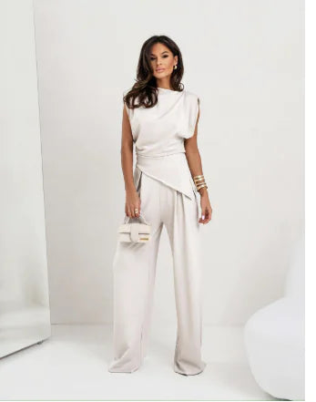Women's Elegant Summer Two-Piece Set with Top & Pants