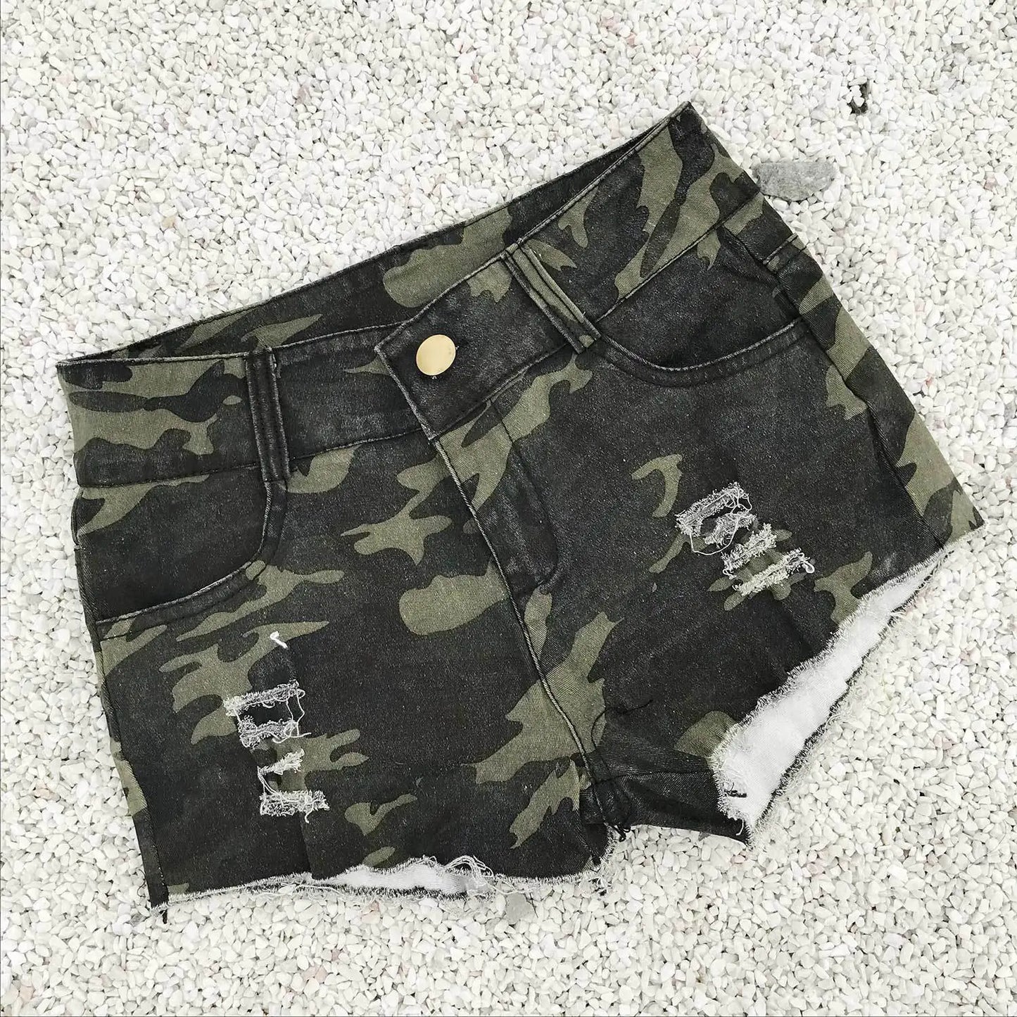 High Waist Ripped Denim Shorts for Women