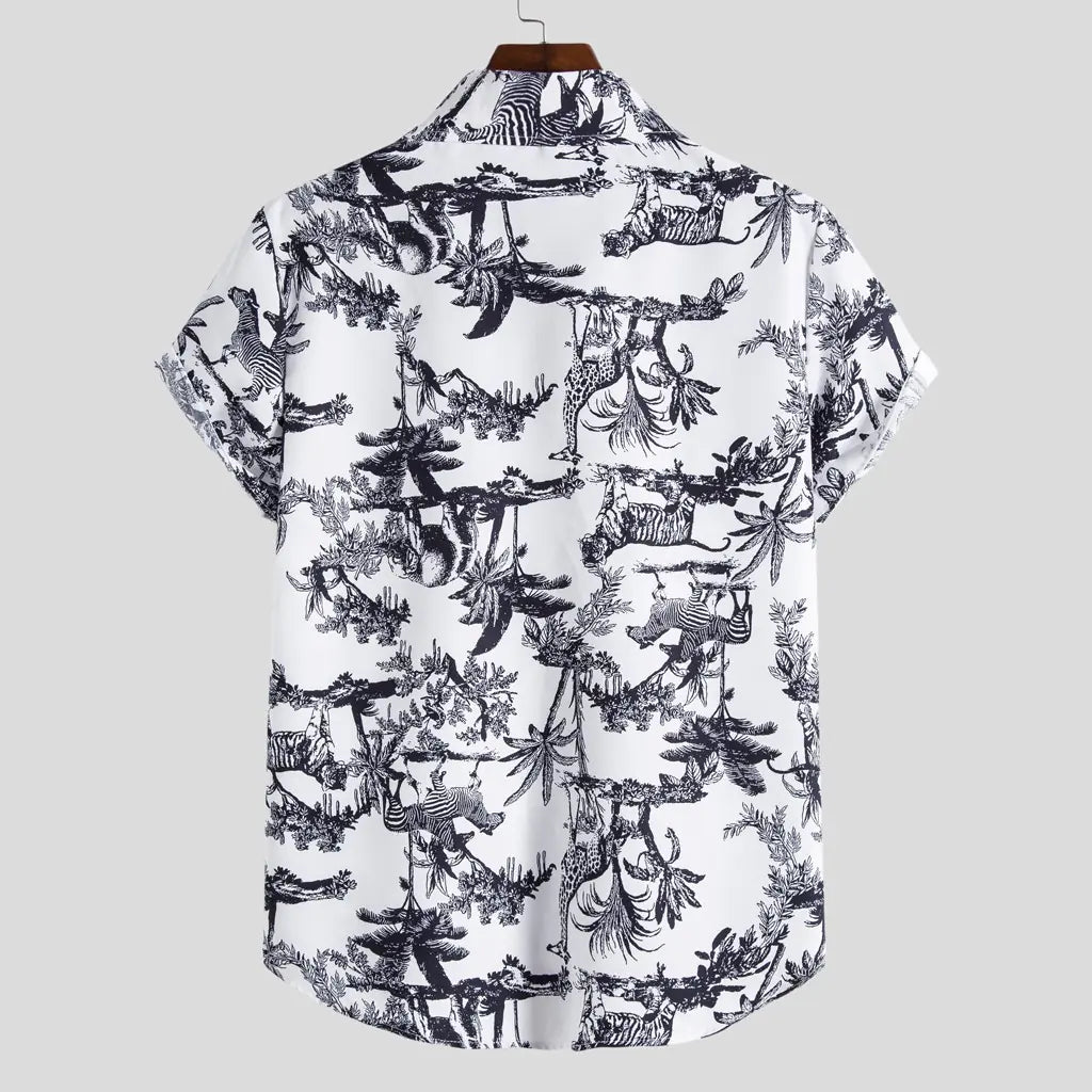 Vintage Hawaiian Men's Shirts with Coconut & Giraffe Print