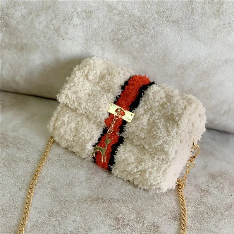 Hand-Woven Fleece Lined Plush One-Shoulder Bag