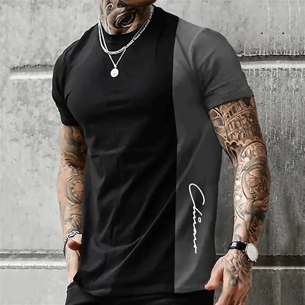 Plus Size Color Block Oversized T-Shirts for Men