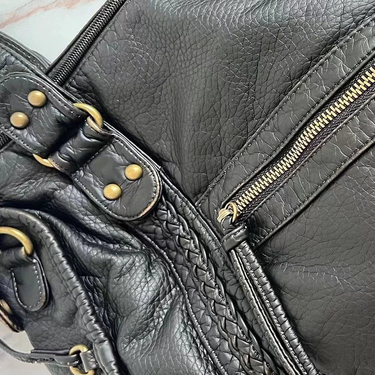 French Retro Biker Shoulder Bag