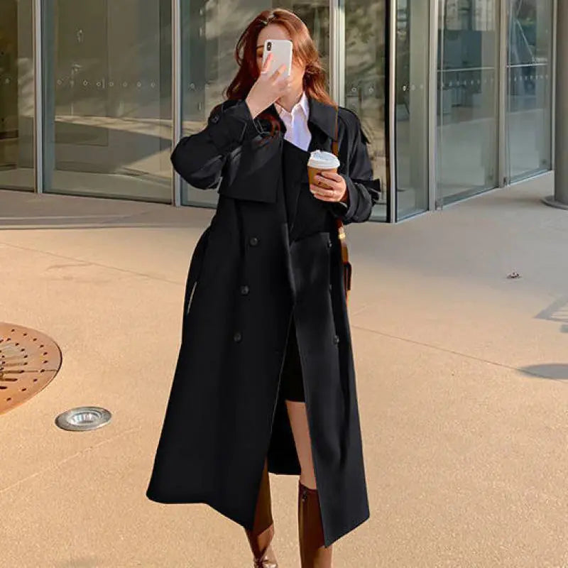 Knee-Length Women's Fashionable Temperament Coat