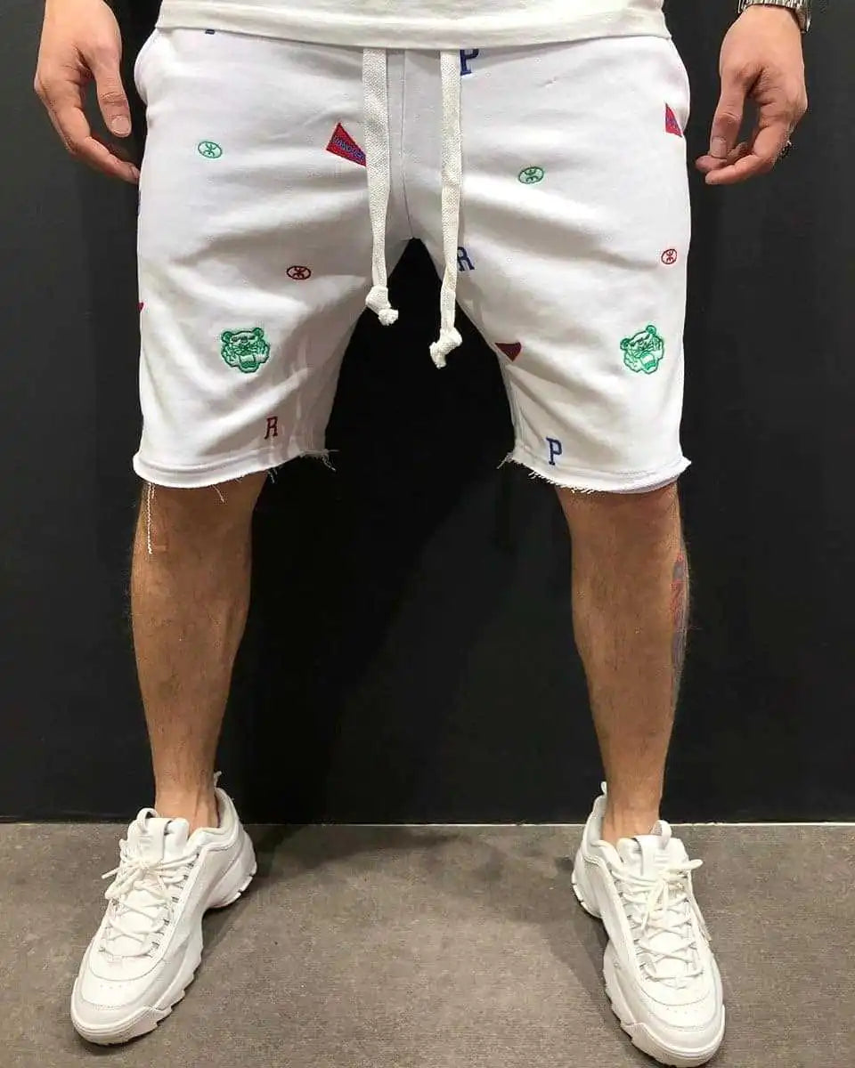 Embroidered Men's Beggar Pants Shorts