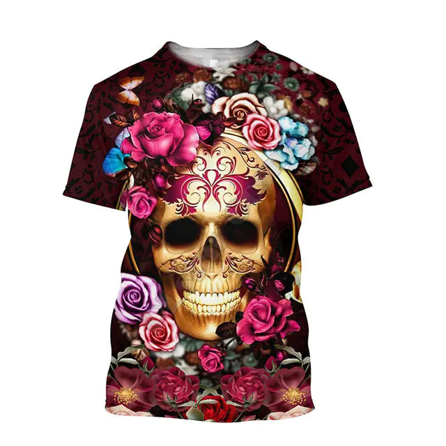 Funny Casual Skull Graphic T-Shirts for Men - Oversized