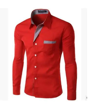 Male Fashion Shirts Full Sleeve Stripe Shirt Men Slim Fit Design Formal Dress Shirts 14 Colors Size M-4XL