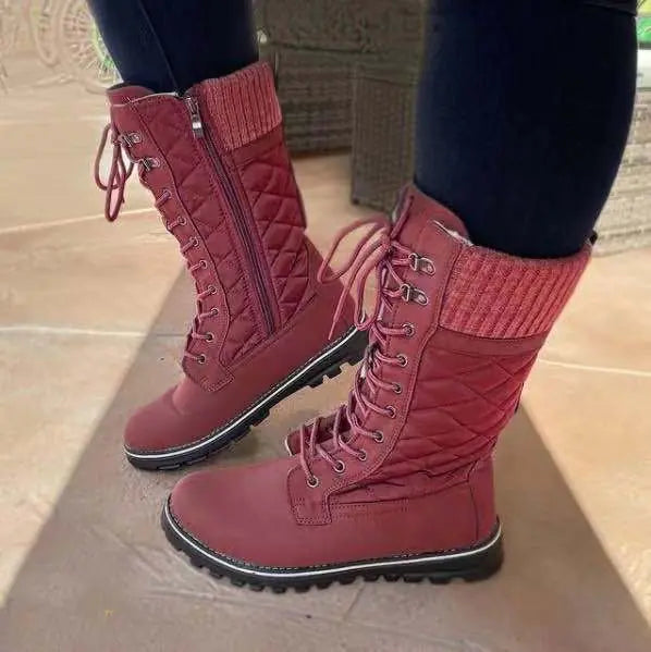 Women's Mid-Tube Flat Heel Side Zipper Martin Boots