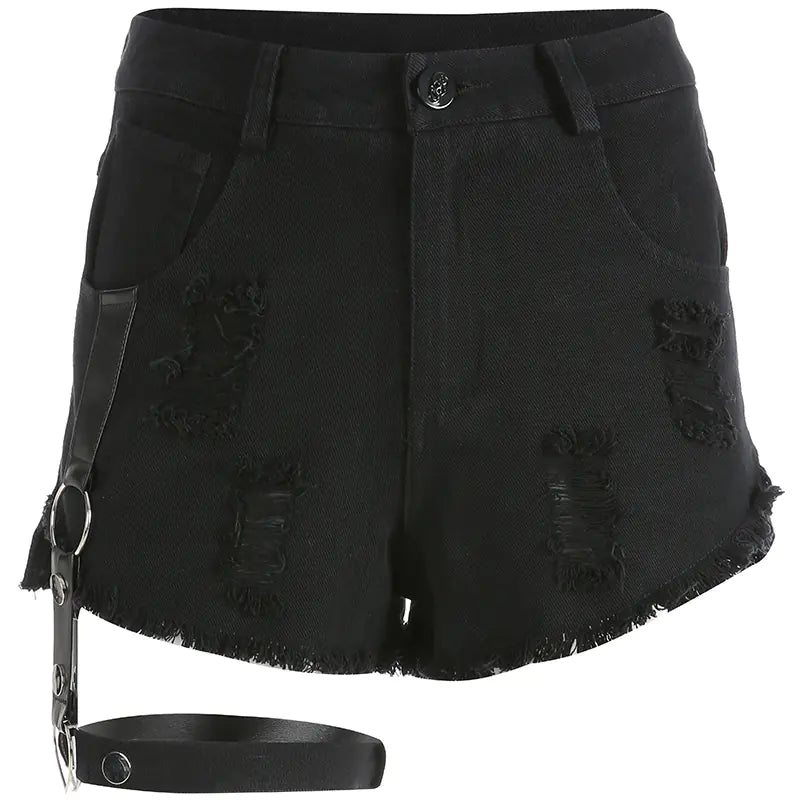 High Waist Ripped Denim Shorts for Women Summer