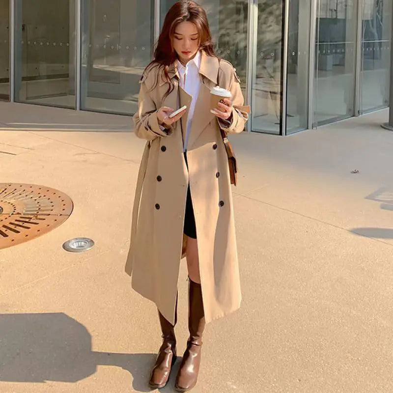 Knee-Length Women's Fashionable Temperament Coat