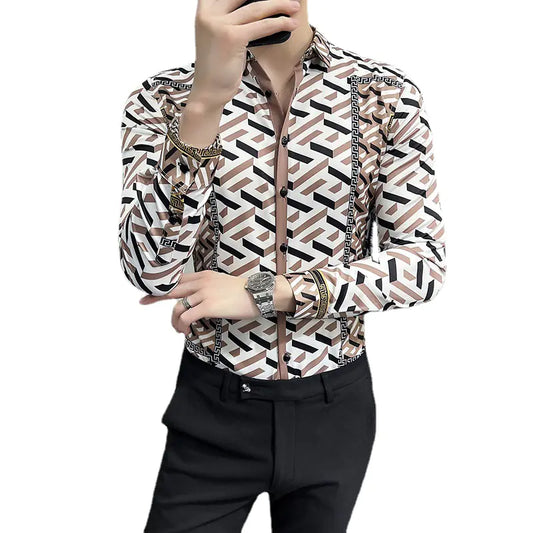 Men's Personalized Long-Sleeved Digital Print Shirts