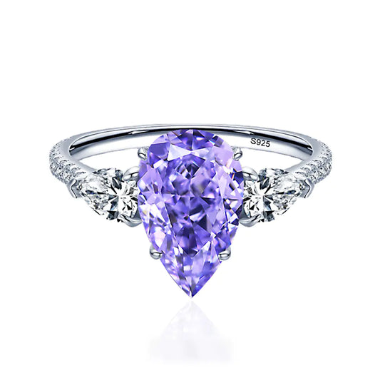 Drop-Shaped Yellow Diamond Ring in Sterling Silver