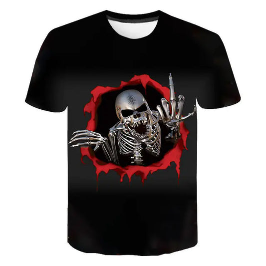 Funny Casual Skull Graphic T-Shirts for Men - Oversized