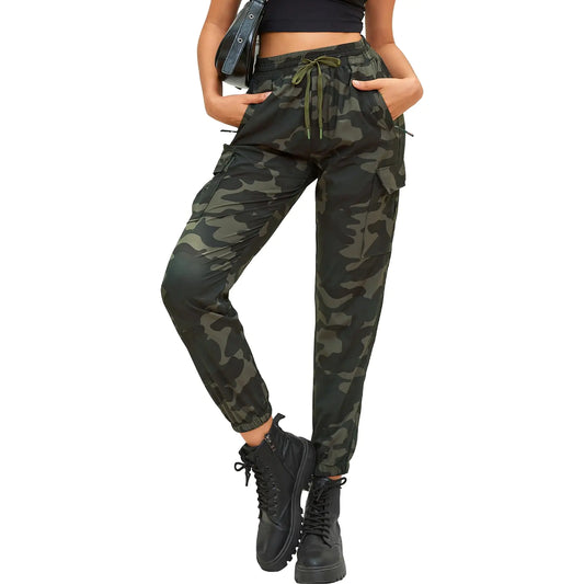 MOURCE Army Cargo Pants for Women Hiking Pants Lightweight Work Pants Camo