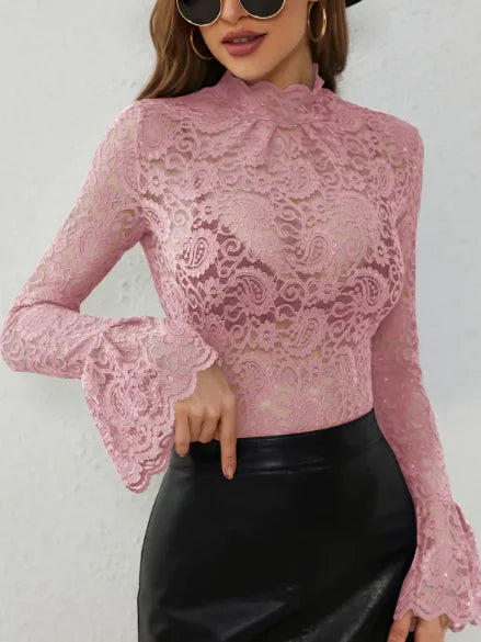 Paisley Lace Flared Sleeve Top