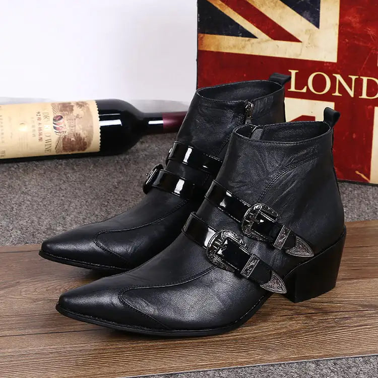 Genuine Leather Men's Boots in British Fashion Style