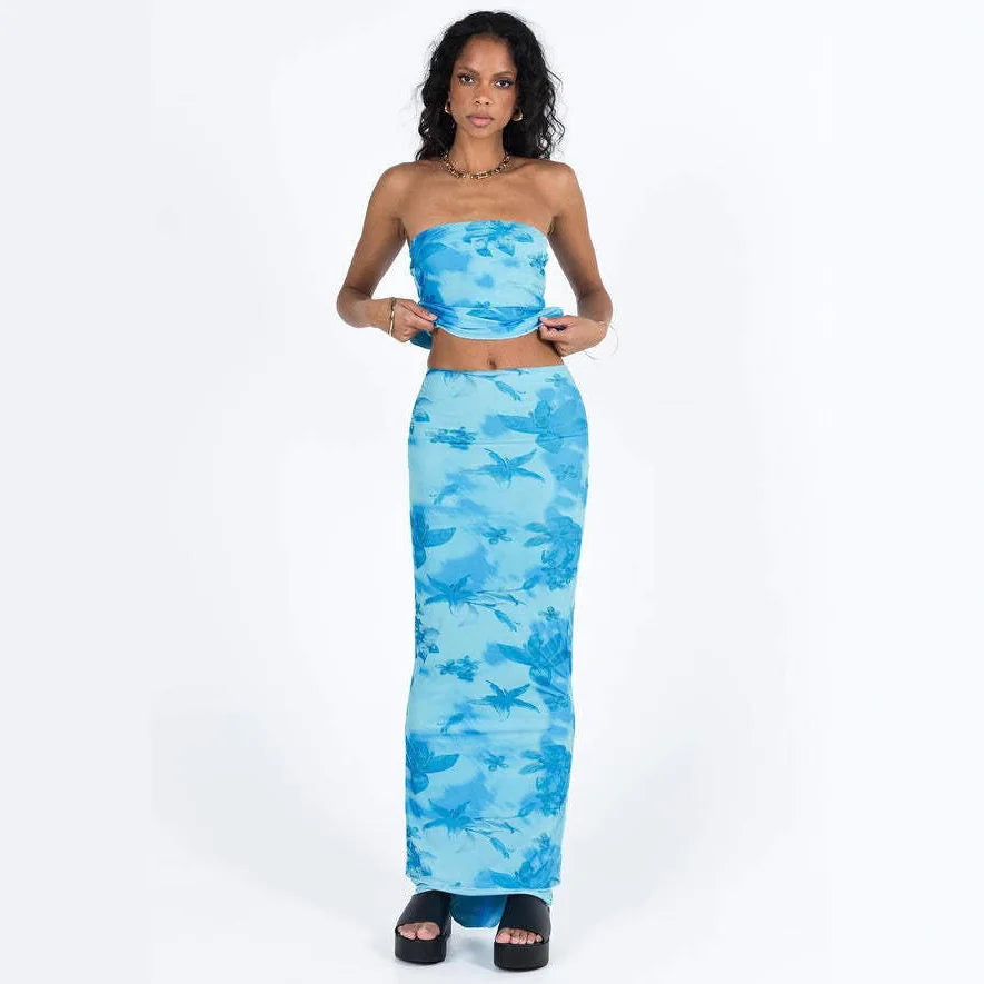 Printed Tube Top & Skirt Set