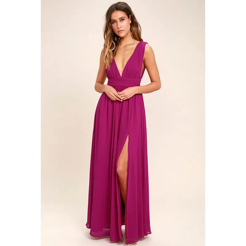 Women's Fashion Deep V Sleeveless Long Dress