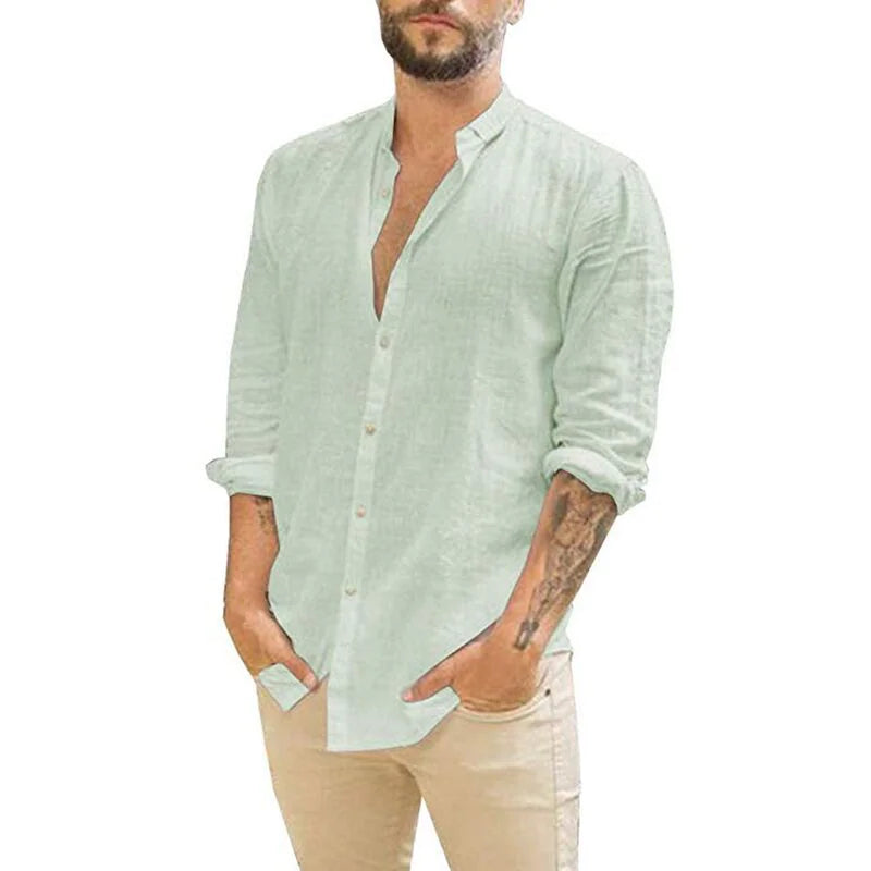 Hot style solid color stand-up collar shirt