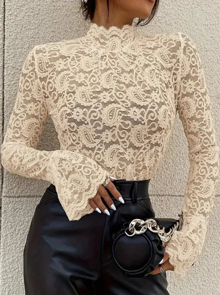 Paisley Lace Flared Sleeve Top