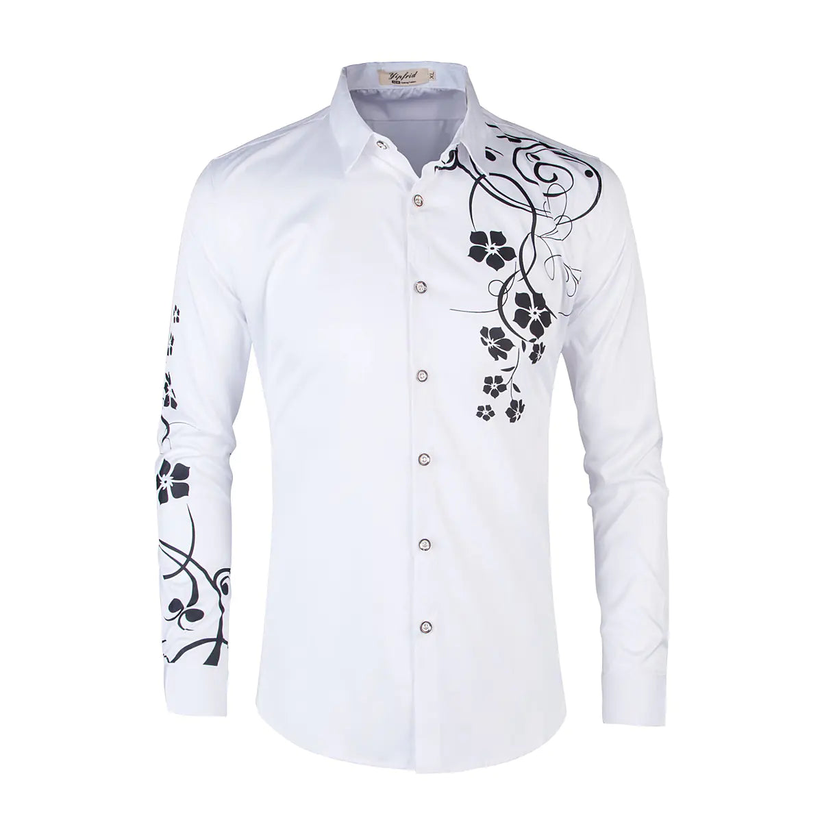 Men's Slim Fit Long Sleeve Dress Shirt - Floral Design