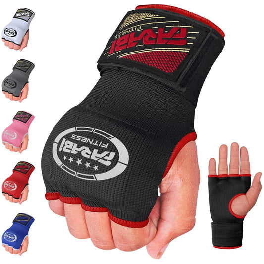 Farabi Sports Hybrid Weight Lifting Gym Fitness Workout Inner MMA Muay Thai Gym Workout Hand Wraps Gel Inner Gloves Bandages Hand Protector (Black L/XL)