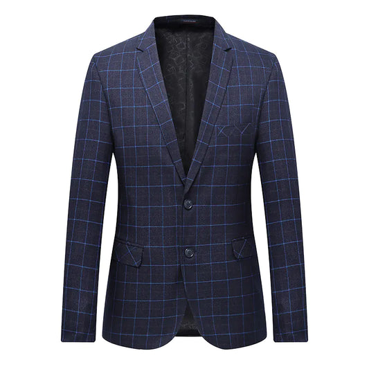Double-Breasted Plaid Blazer for Casual Wear