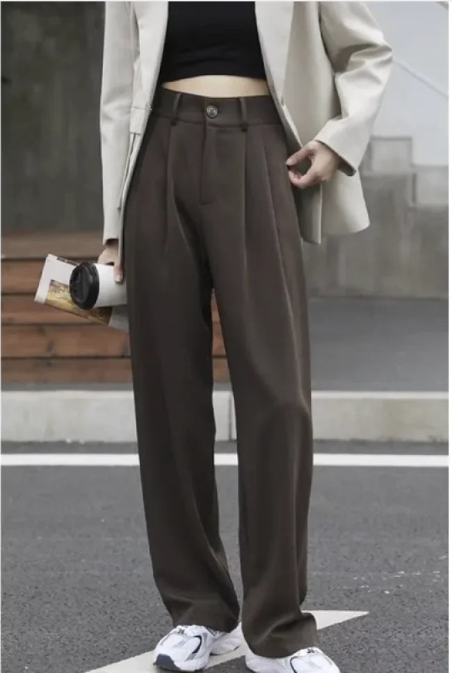 High Waist Wide-Leg Casual Pants