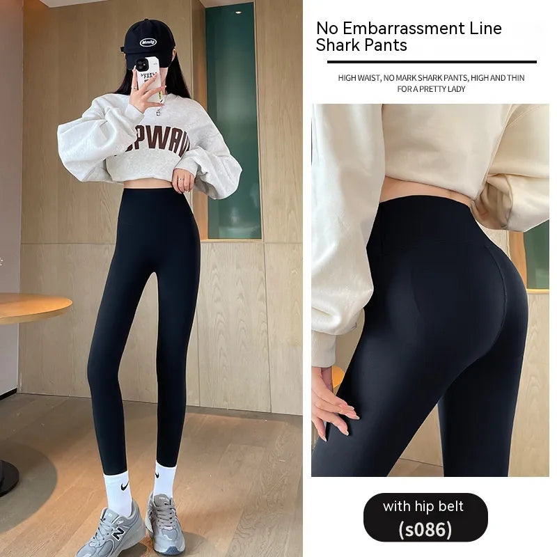 Fleece-lined Thick High Waist Hip Lift Leggings For Women