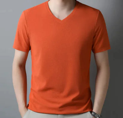 Men's Thin Casual Solid Color And V-neck T-shirt