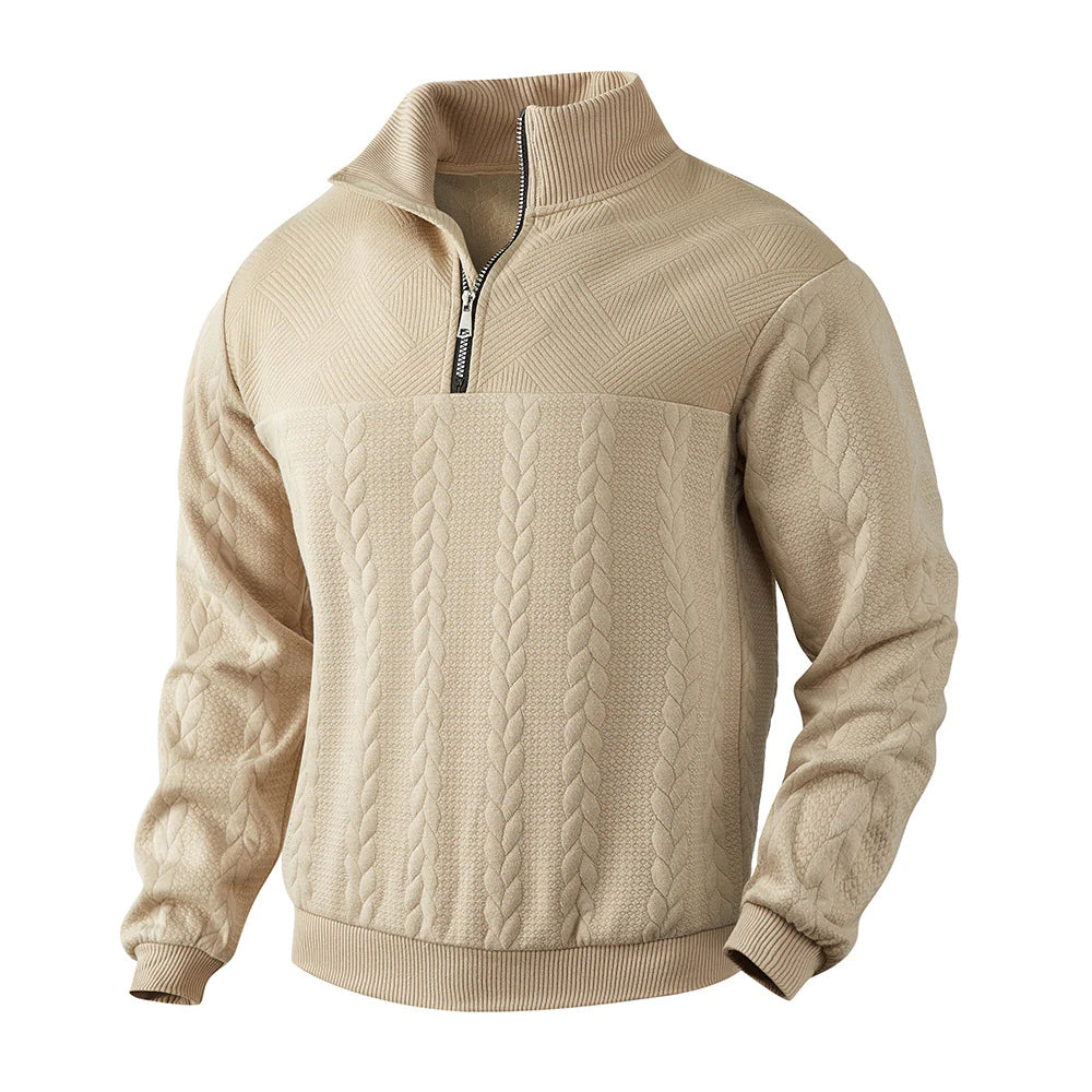 Jacquard Knit Quarter-Zip Sweater