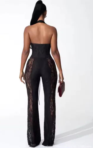 Halter V-Neck Jumpsuit