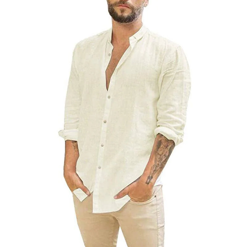 Hot style solid color stand-up collar shirt