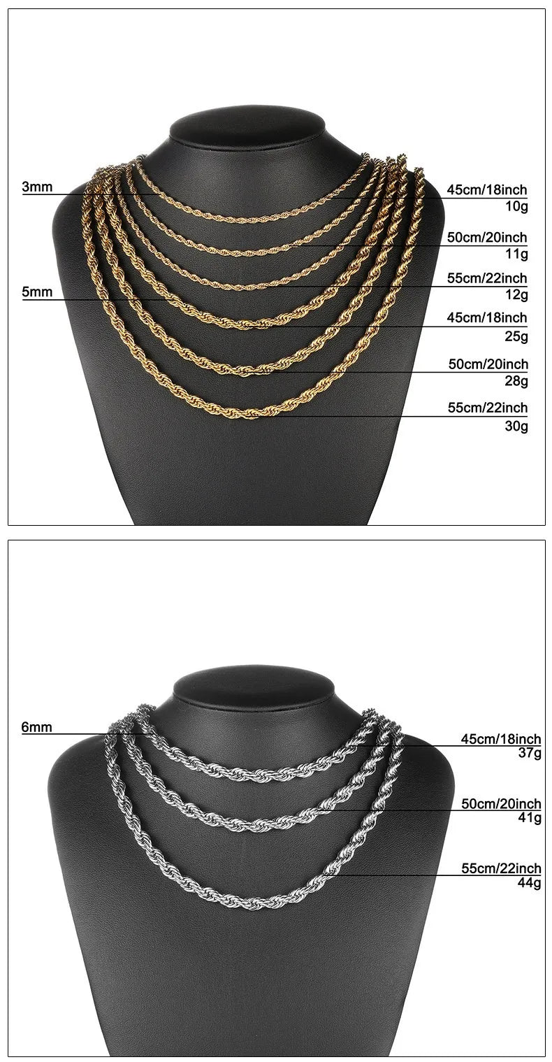 Gold Stainless Steel Hip-Hop Chain Necklace