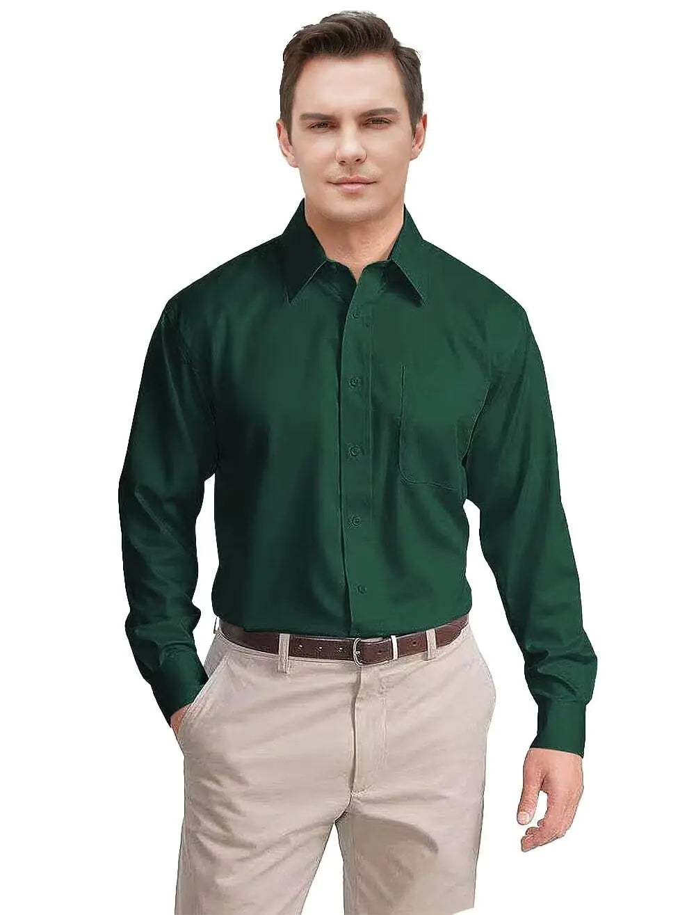 SPTALLFITJSV Mens Dress Shirt Emerald Green Dress Shirts Long Sleeve Men Forest Green Dress Shirt Slim Fit Button Down Shirt Men Emerald Green Shirts M Dress Shirts