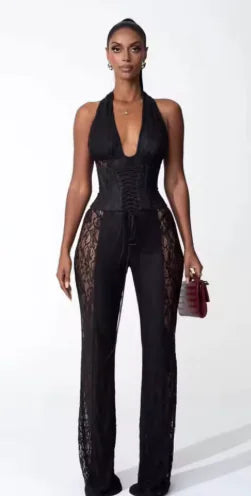 Halter V-Neck Jumpsuit