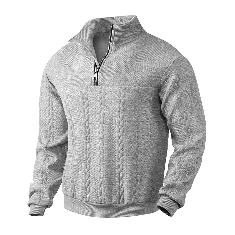 Jacquard Knit Quarter-Zip Sweater