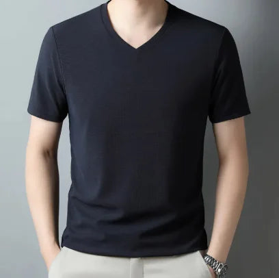 Men's Thin Casual Solid Color And V-neck T-shirt