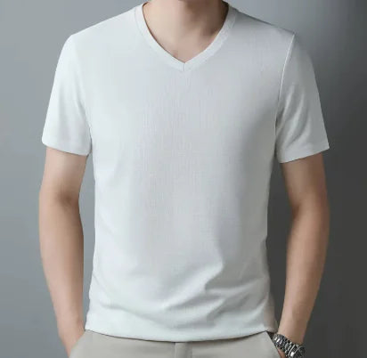 Men's Thin Casual Solid Color And V-neck T-shirt