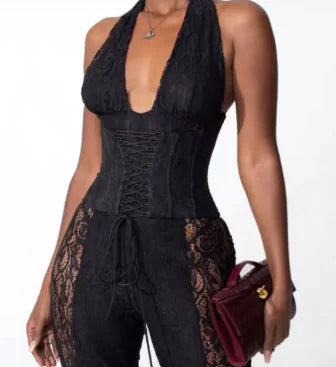 Halter V-Neck Jumpsuit