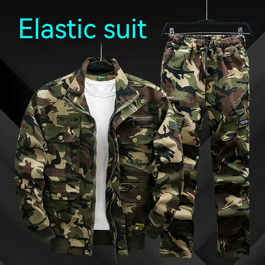 Men's Cotton Stretch Work Clothes Suit for Labor Protection