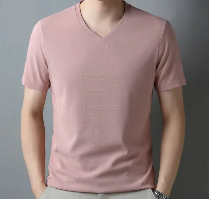 Men's Thin Casual Solid Color And V-neck T-shirt