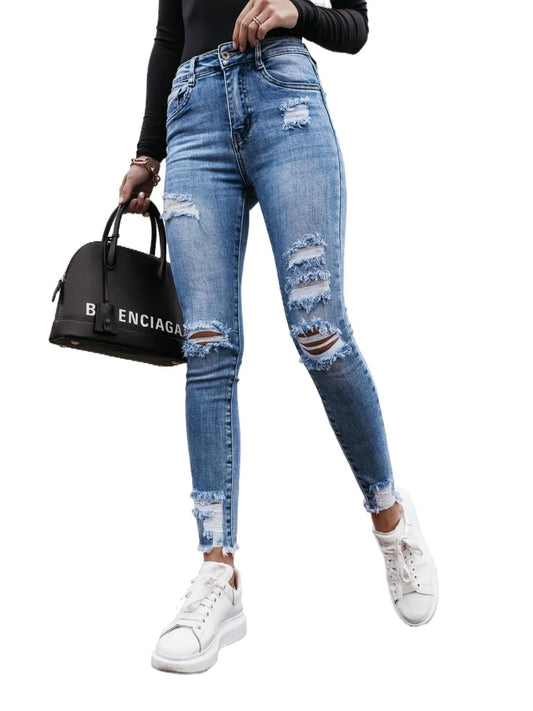 Women's Slimming Denim Trousers for Summer Wear